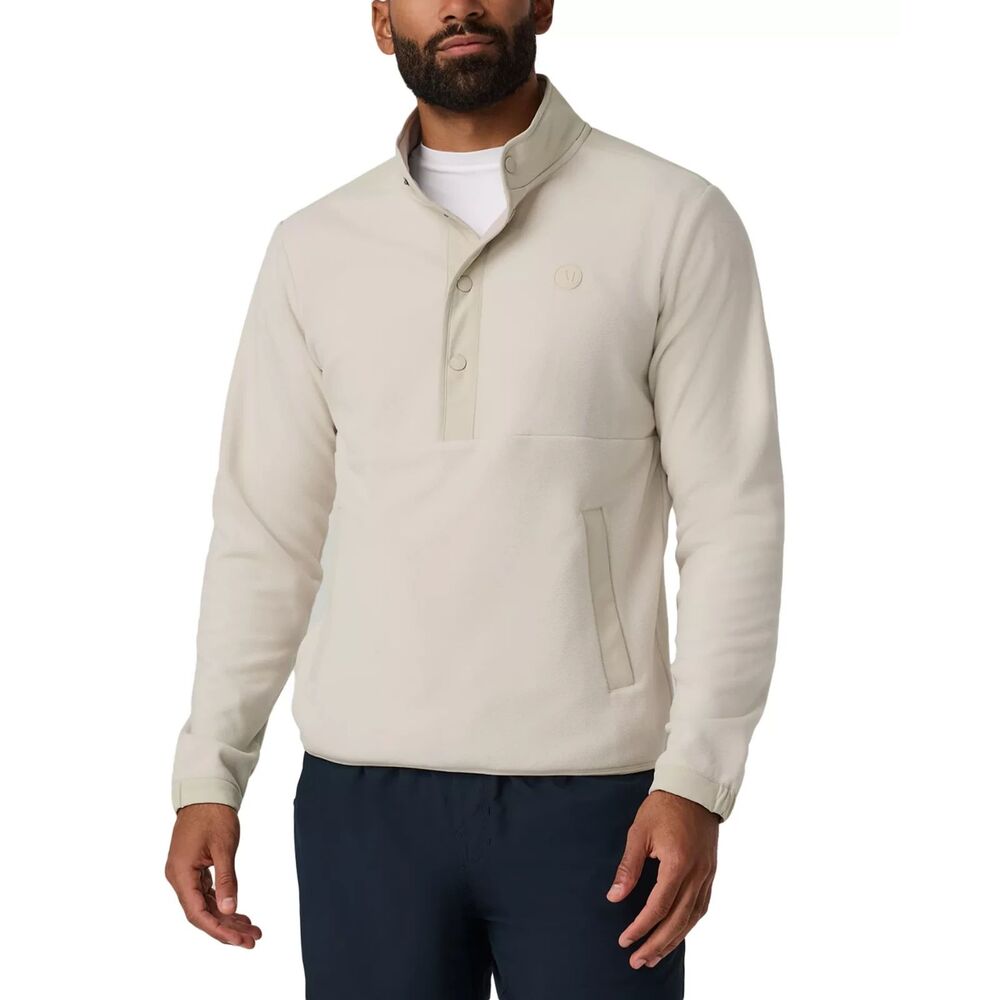 Vuori NWT Aspen Half Snap Fleece Pullover Long Sleeve Jacket Mushroom Large New